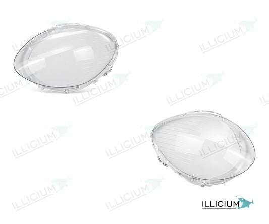R-Klasse W251 · Vorfacelift – Scheinwerferglas Paar, links und rechts in Fahrtrichtung, Produktillustration mit ILLICIUM-Logo