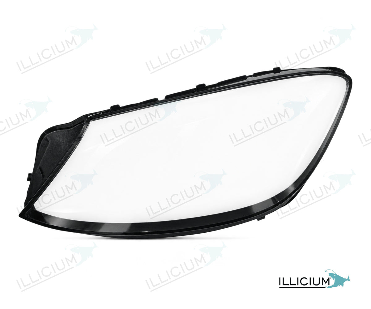 S-Klasse W222 · Facelift – Scheinwerferglas links in Fahrtrichtung, Produktillustration mit ILLICIUM-Logo