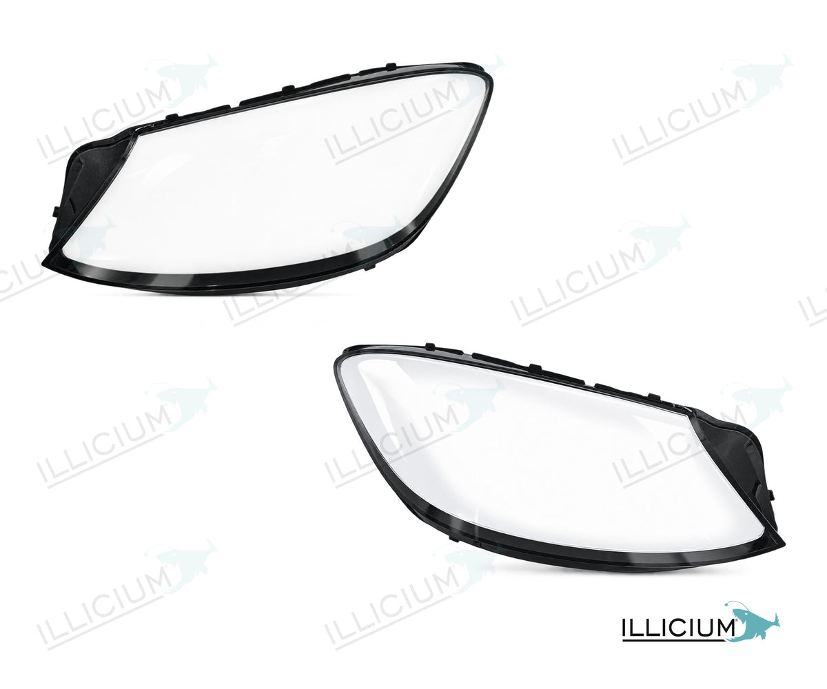 S-Klasse W222 · Facelift – Scheinwerferglas Paar, links und rechts in Fahrtrichtung, Produktillustration mit ILLICIUM-Logo