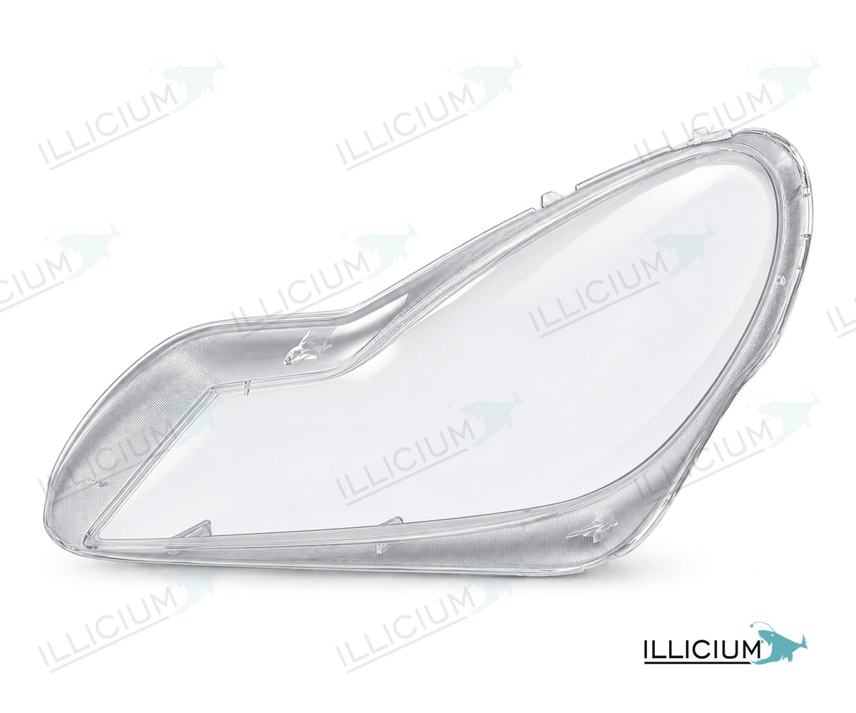 SL R230 · Facelift 2008–2012 – Scheinwerferglas links in Fahrtrichtung, Produktillustration mit ILLICIUM-Logo