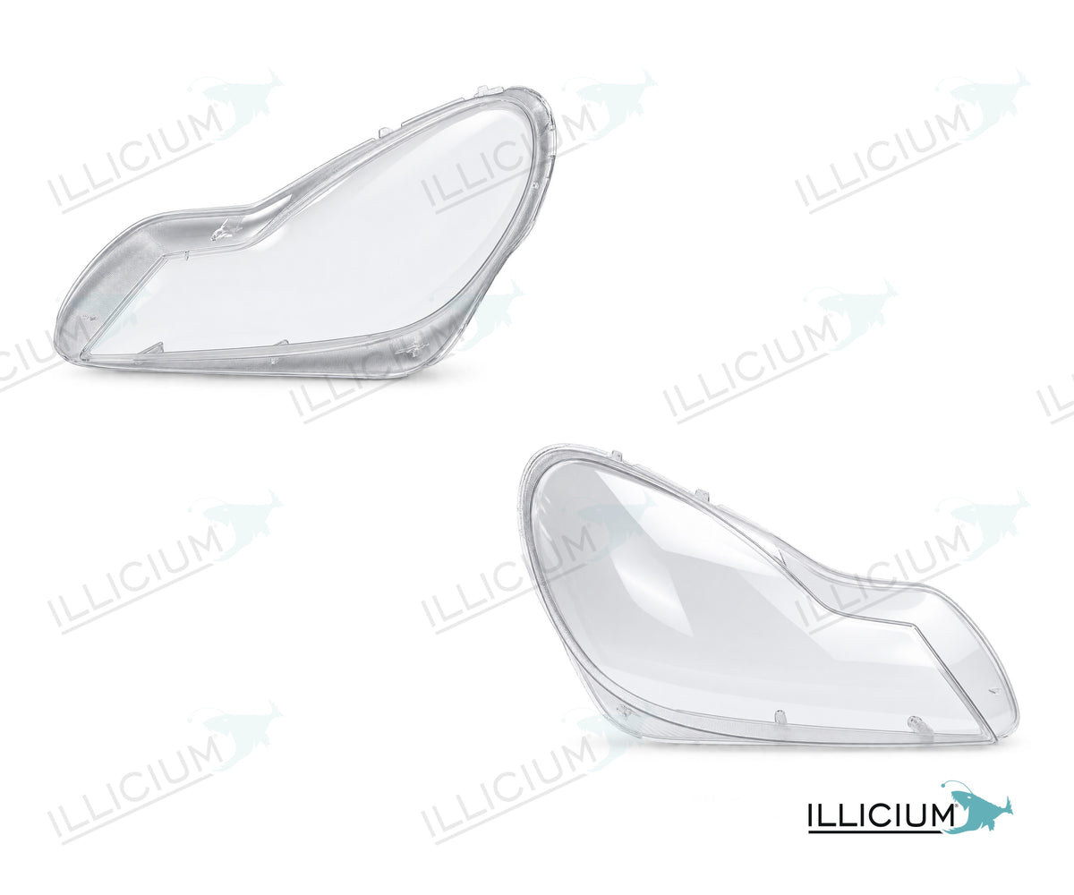 SL R230 · Facelift 2008–2012 – Scheinwerferglas Paar, links und rechts in Fahrtrichtung, Produktillustration mit ILLICIUM-Logo