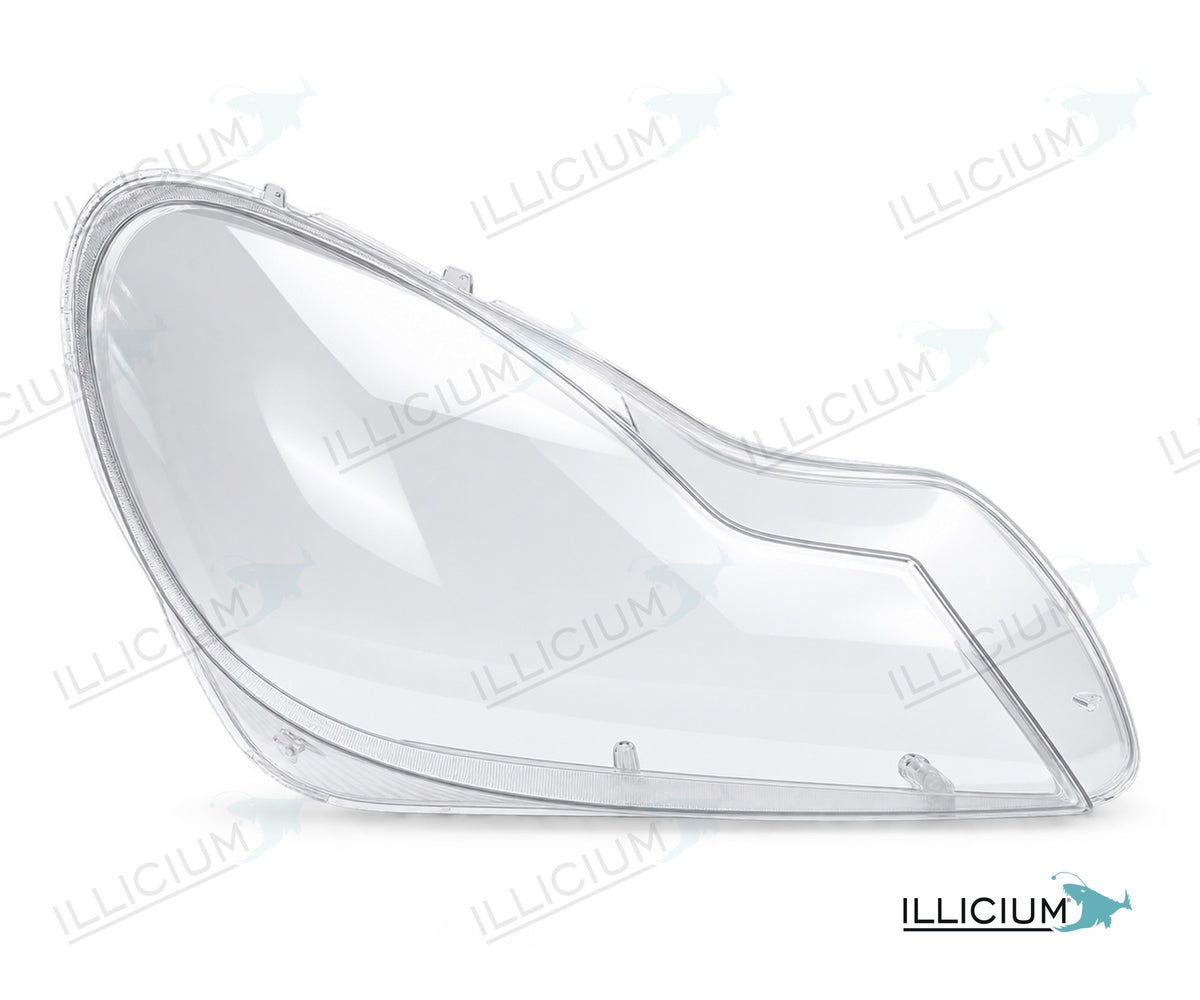 SL R230 · Facelift 2008–2012 – Scheinwerferglas rechts in Fahrtrichtung, Produktillustration mit ILLICIUM-Logo