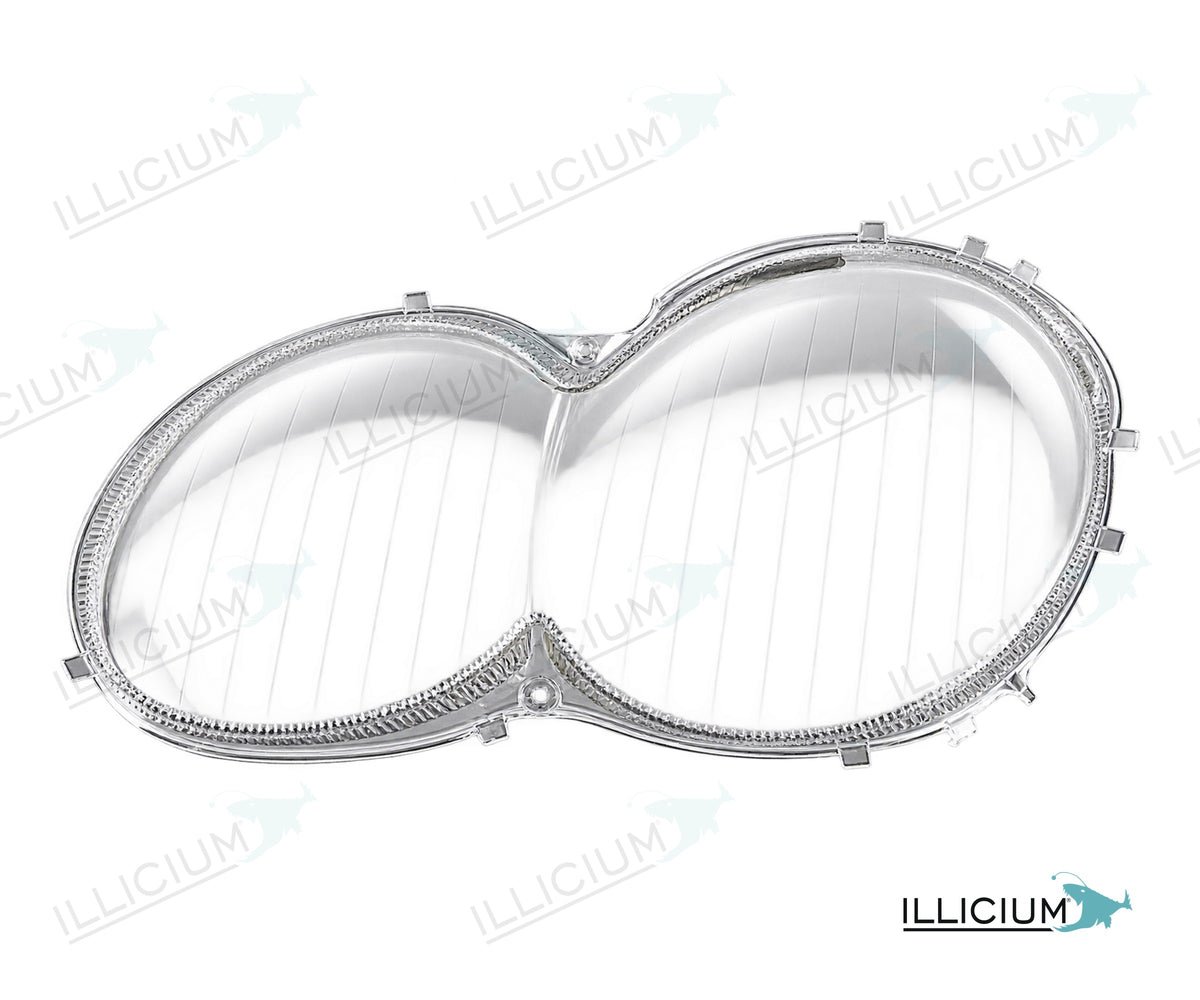 SL R230 · Händlerangabe 2003–2008 – Scheinwerferglas links in Fahrtrichtung, Produktillustration mit ILLICIUM-Logo