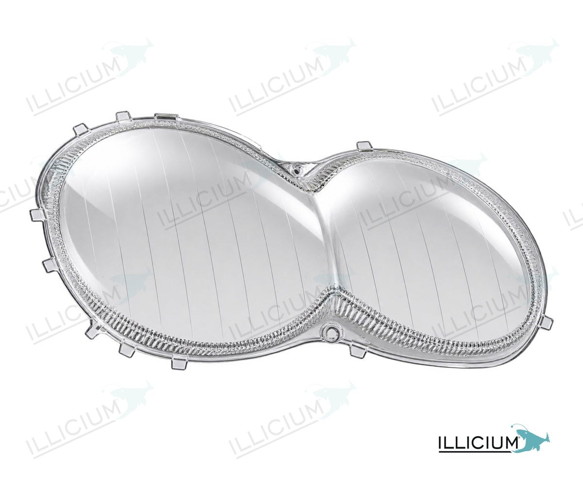 SL R230 · Händlerangabe 2003–2008 – Scheinwerferglas rechts in Fahrtrichtung, Produktillustration mit ILLICIUM-Logo