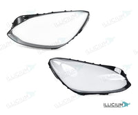 SLC R172 · konkrete Facelift-Haube – Scheinwerferglas Paar, links und rechts in Fahrtrichtung, Produktillustration mit ILLICIUM-Logo