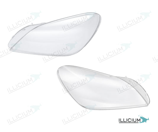 SLK R172 · Händlerangabe 2012–2016 – Scheinwerferglas Paar, links und rechts in Fahrtrichtung, Produktillustration mit ILLICIUM-Logo