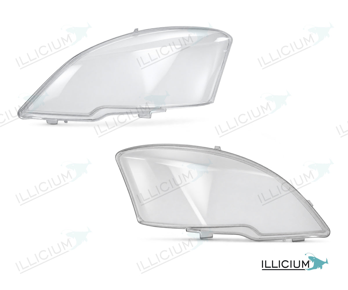 Vito W639 · Facelift – Scheinwerferglas Paar, links und rechts in Fahrtrichtung, Produktillustration mit ILLICIUM-Logo