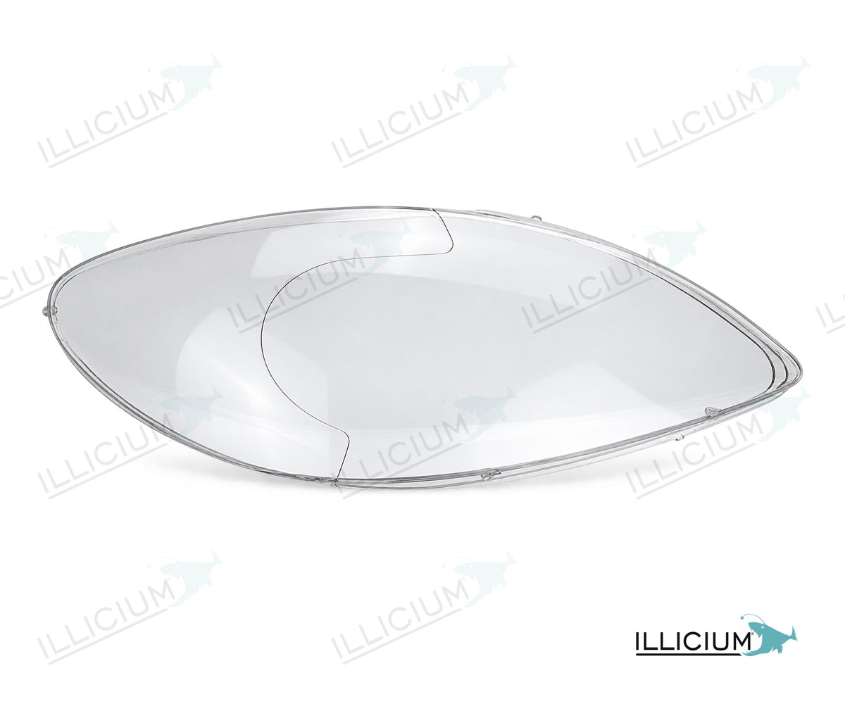 Vito/Viano W639 · konkrete Vorfacelift-Haube 2004–2010 – Scheinwerferglas rechts in Fahrtrichtung, Produktillustration mit ILLICIUM-Logo