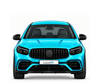 GLC C253 Coupé · AMG63 S · Vorfacelift – Fahrzeugillustration in Türkis Metallic, schwarze Anbauteile, neutrale Emblemform und ILLICIUM-Kennzeichen