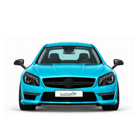 SL R231 · SL63 AMG · Vorfacelift2012 – Fahrzeugillustration in Türkis Metallic, schwarze Anbauteile, neutrale Emblemform und ILLICIUM-Kennzeichen