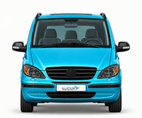 Vito/Viano W639 · Viano · Vorfacelift2003 – Fahrzeugillustration in Türkis Metallic, schwarze Anbauteile, neutrale Emblemform und ILLICIUM-Kennzeichen